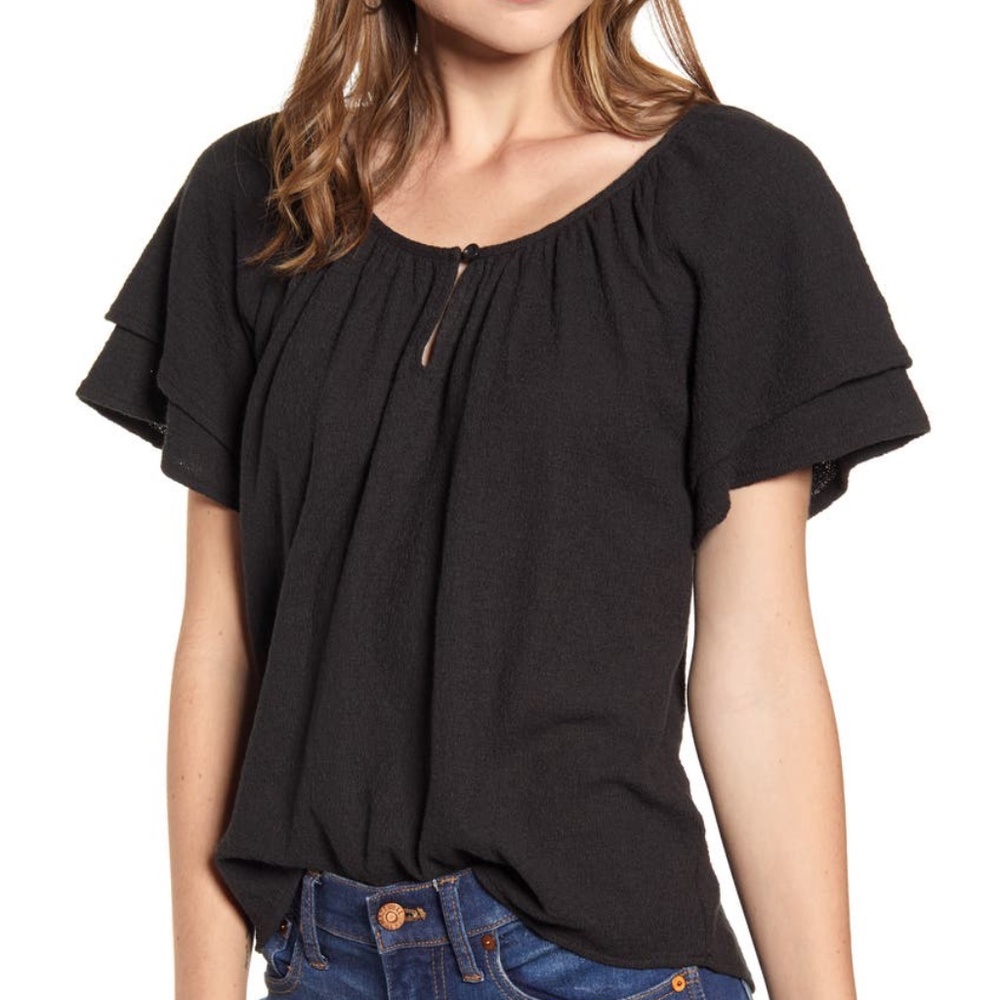 NEW Madewell Texture and Thread Tiered Sleeve Top